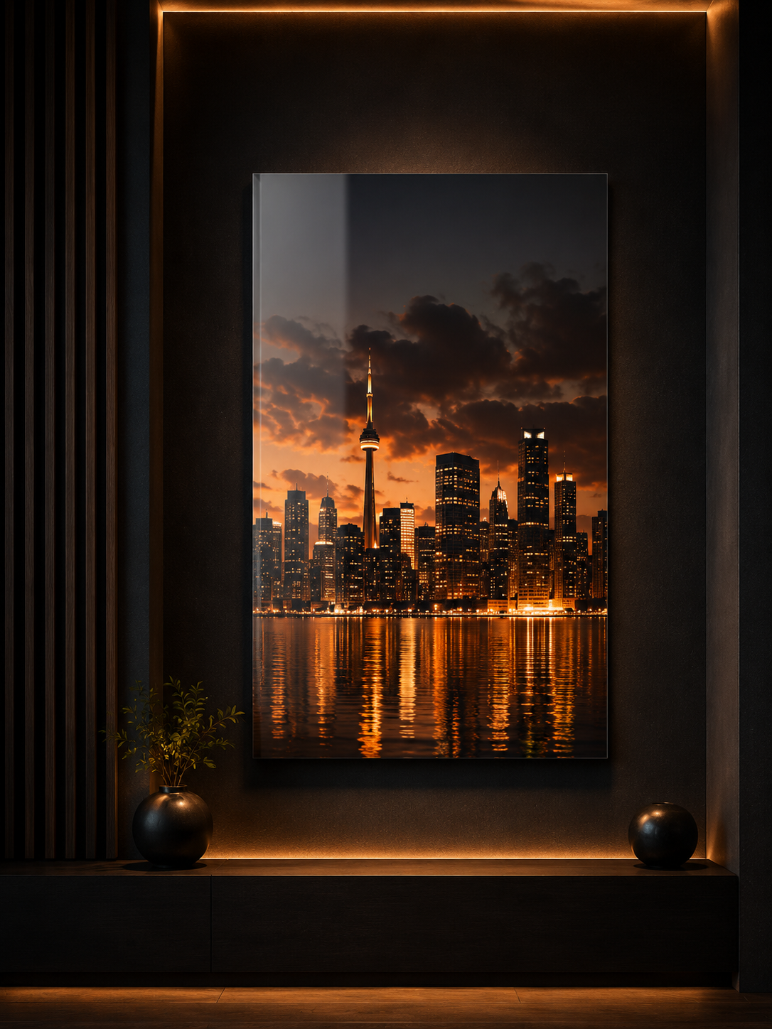 Urban Night cityscape NexArt aluminium poster