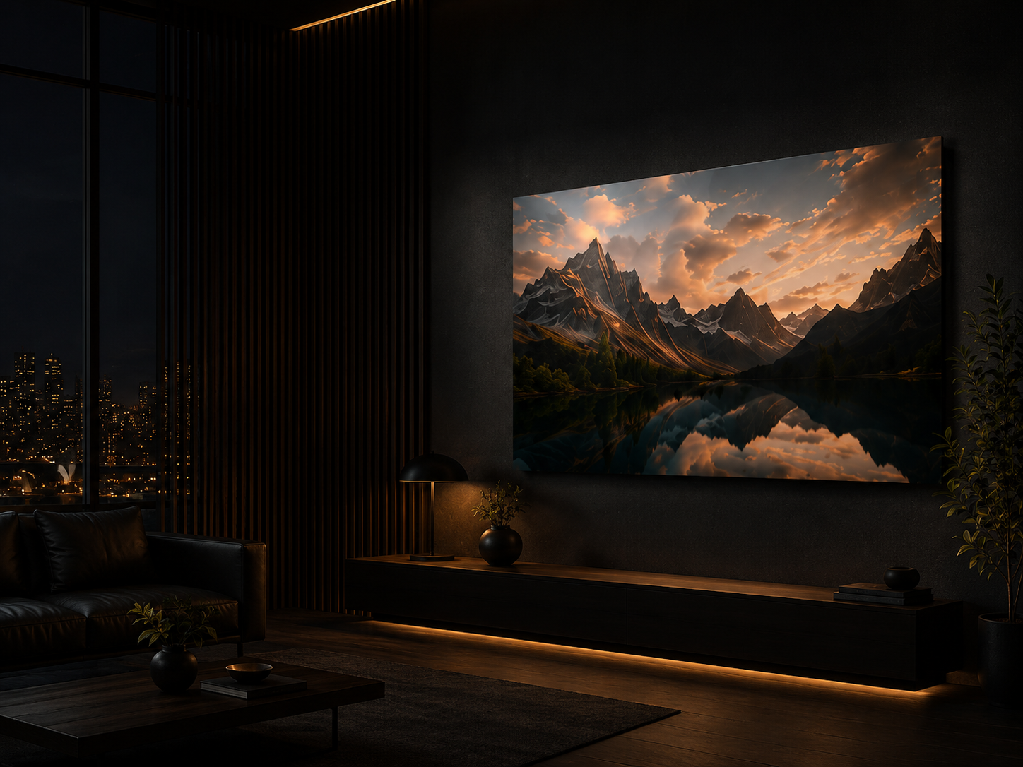 Premium NexArt aluminium poster displayed in a modern living room