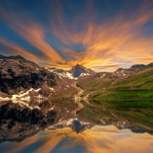 reflection photo of trees and mountain